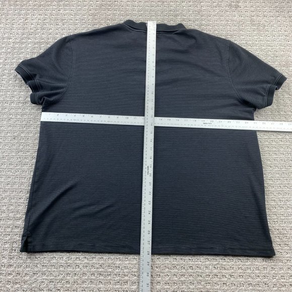 CK Calvin Klein Polo Shirt Men XXL Black Gray Striped Spell Out Chest Logo Golf - Picture 8 of 10